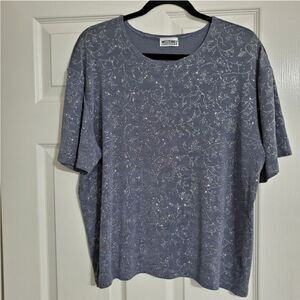 Western Connection II Sparkly Glittery Gray Top Sz 2X